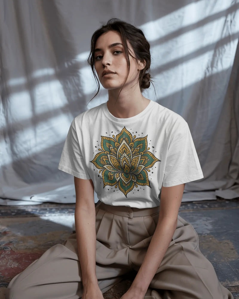 Mandala Art T-Shirt - Spiritual Yoga Meditation Cotton Tee